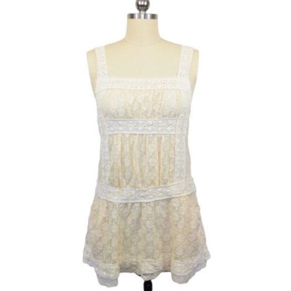 Millau Tops - Millau Ivory Crochet Bohemian Tunic Top XS